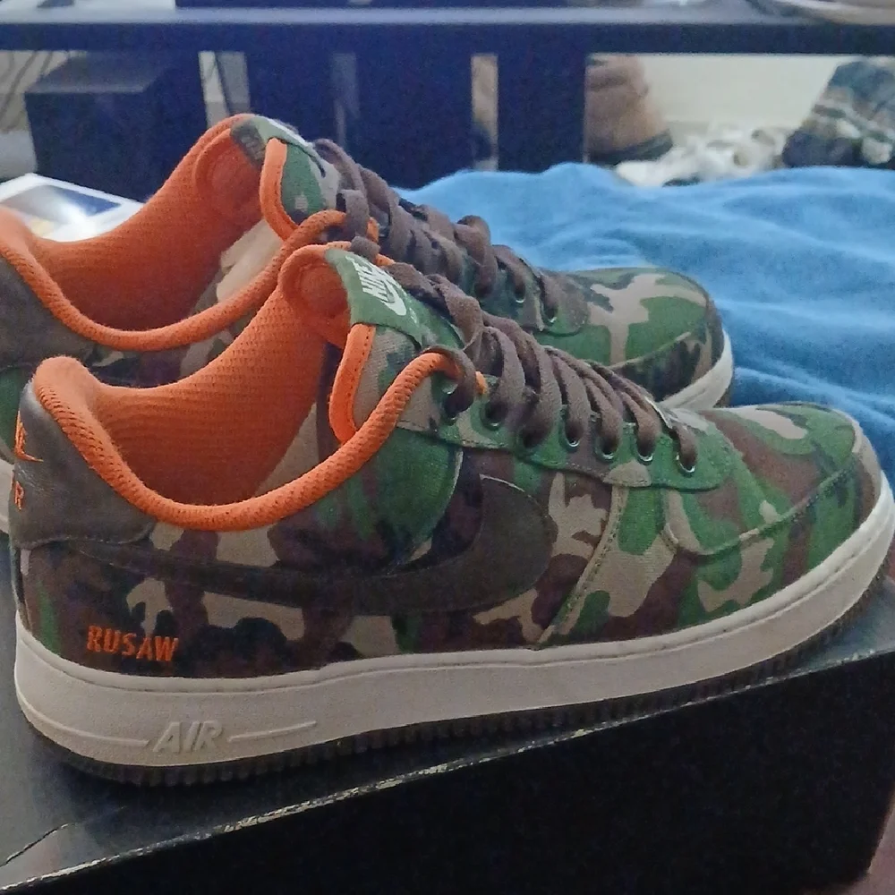 Nike Camo Air Force 1 Sneakers - Green/Brown/Orange - Picture 5 of 8